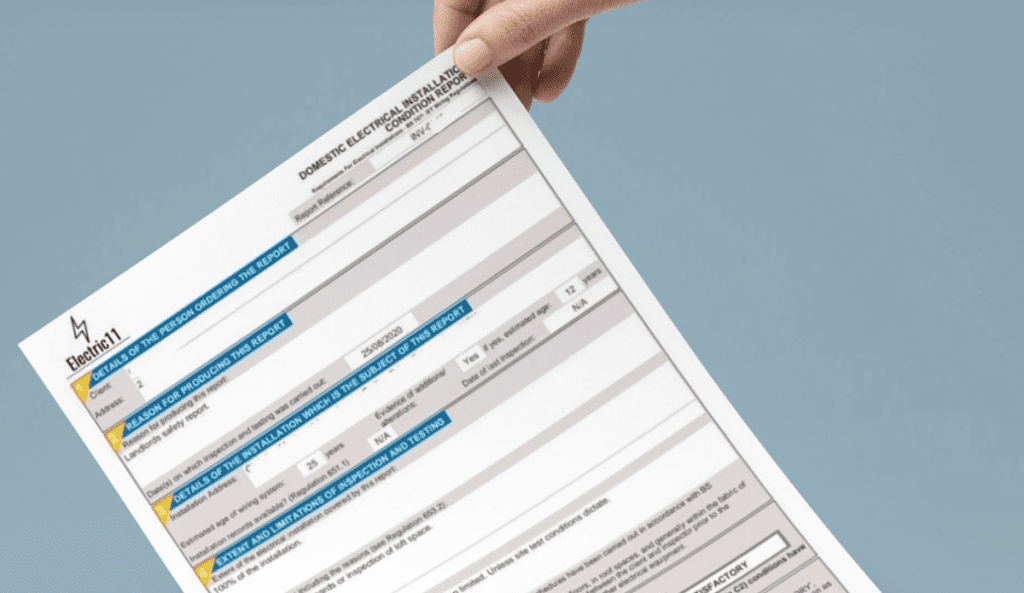 EICR certificate Norfolk showing an EICR inspection for landlords