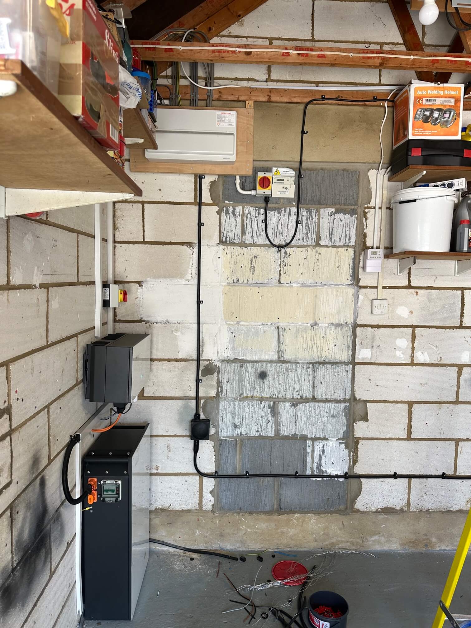 Extended EV charger circuit and electrical equipment inside a Norwich garage