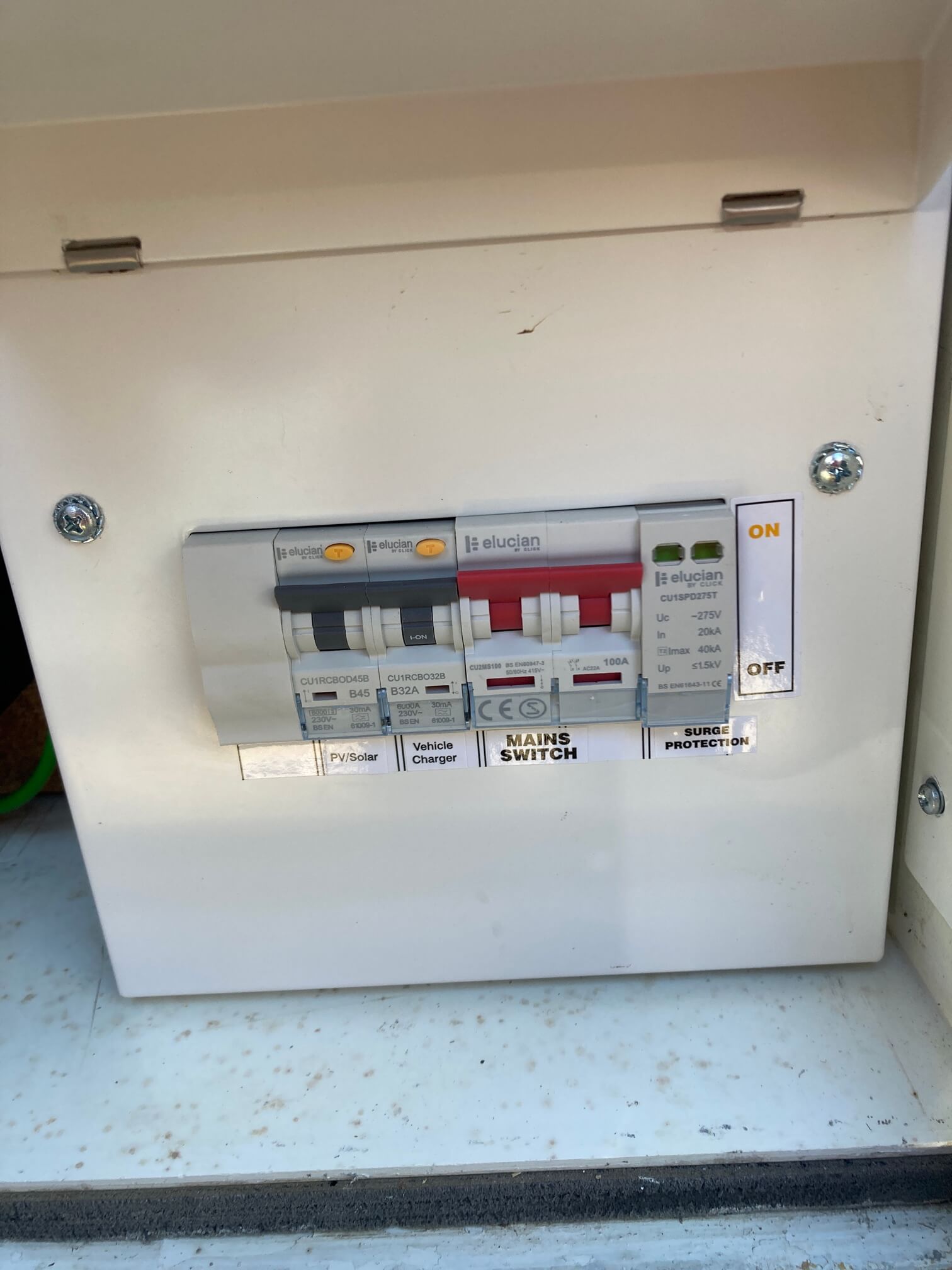 Labelled protection board for solar PV and the home vehicle charger