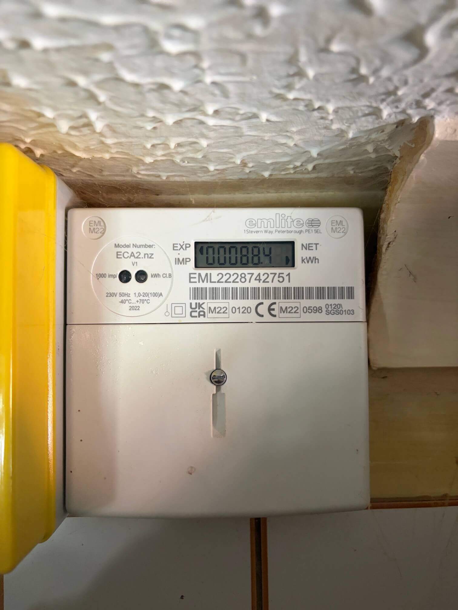 Solar generation meter recording electricity produced by the Norwich installation