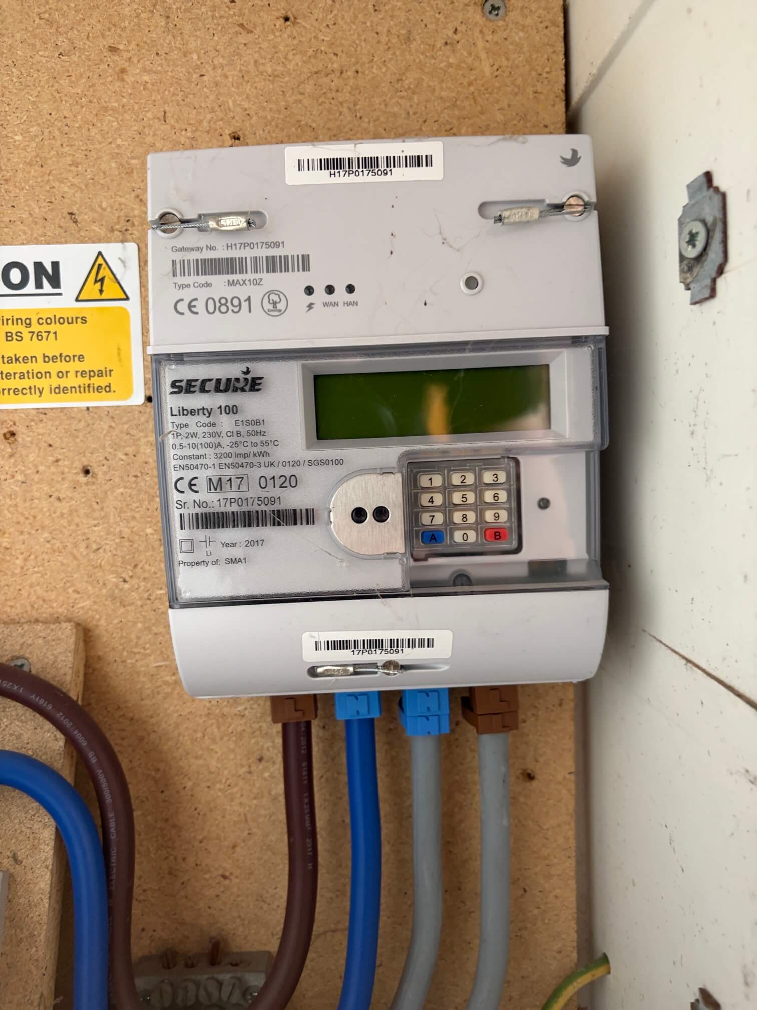 Existing electricity meter assessed before the battery and EV charger installation